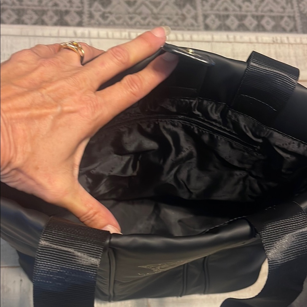 Versace Parfums Black Tote with Textured Fabric and Gold Accents - Picture 5 of 10